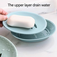 2-Pack Soap Dish with Drain Plastic Sponge Holder Easy Cleaning Soap Saver Tray