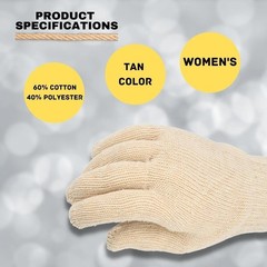 Cotton Blended String Knit Gloves – Women’s Size – Tan – 300 Pairs