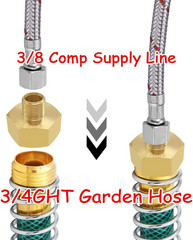 2PCS Water Line Adapter, 3/4″GHT Female to 3/8″ Compression Male Reducer Conn…