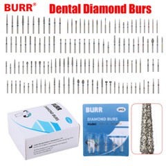 50PCS Dental Diamond Burs High Speed Handpiece Friction Grip 1.6mm Burr