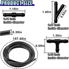 Car Windshield Washer Hose Kit, 4M/13Ft Rubber Washer Fluid Hose w Size: 31PCS