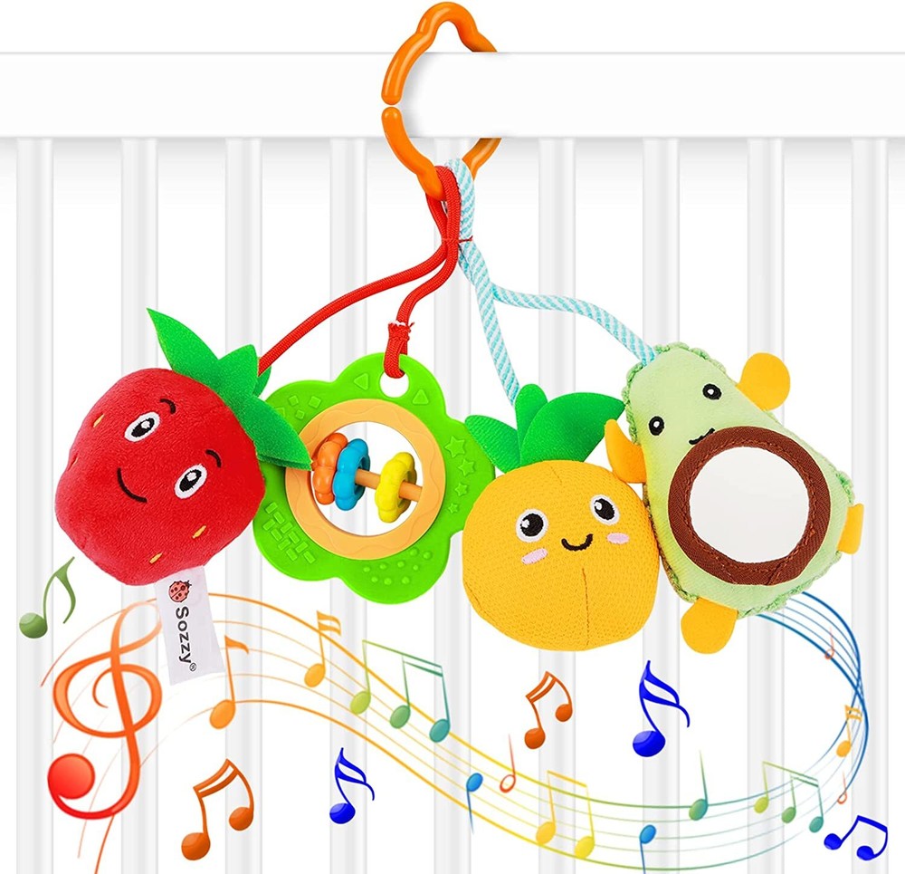 Baby Stroller Crib Toys Soft Hanging Rattle Infant Activity Clips for Toddlers