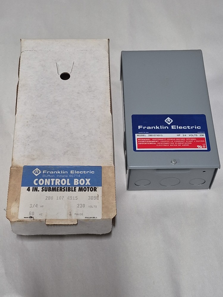 Franklin Electric Model 2801074915 3D96 3/4HP 230 Volts Wiring Control Box Nos