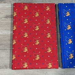 2 Vtg Nelson-Regency 1990s Fabric Covered Teddy Bear Lined Blank Journals NOS