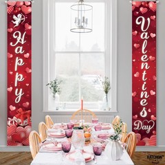 Happy Valentines Day Door Banner XtraLarge 72×12 Inch Red Oxford Fabric Outdoor