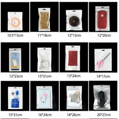 Retail White / Clear Plastic Zippered Plastic Bags with Hang Hole Pouches