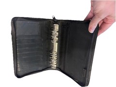 Genuine Leather Planner Wallet Mundex Black Organizer Zip Around 6 Ring Binder