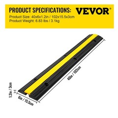 VEVOR 4PCS 1 Channel Speed Bumps Wire Hose 22000lbs Cable Protector Ramp