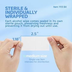 Dynarex DynaSafety Sterile Alcohol Prep Pads – 10 Count (Pack of 200), White