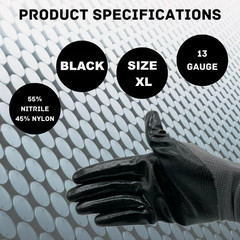 10 Pair Simoniz Multi-Purpose Dipped Work Gloves – Full Finger Black – Size XL