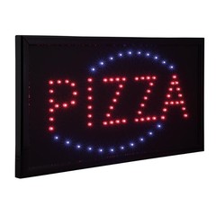 “Pizza” Animated Blue Steady Red LED Sign with Hanging Chain 19X10X1″ Store