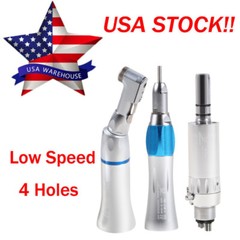 Dental Slow Low Speed Handpiece Contra Angle Straight Air Motor 2/4 Holes E-Type