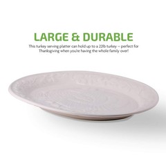 Ovente Ceramic Oval Turkey Platter White P4565W