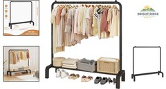 Stylish Black Clothing Rack with Bottom Shelf for Efficient Garment Organization