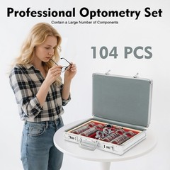 104pcs Optometry Optical Trial Lens Kit Test Metal Trial Frame Set w/Case Box