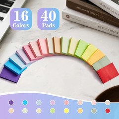 40 Pads Sticky Notes 1.5×2 Inch 16 Colors Self Stick Memo Notes Removable Pads