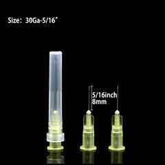 Disposable Luer Lock Needle 30Ga 5/16 Inch 8mm 100Pack(30Ga-5/16IN)