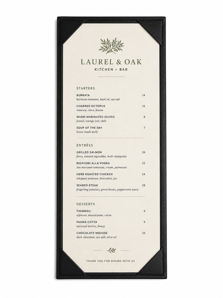 10 Pack Single View Restaurant Menu Cover Black Leather Wine List Holder 4.25×11