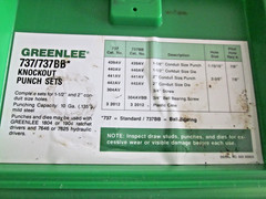 USED ONCE GREENLEE BALL BEARING KNOCKOUT PUNCH SET 737BB
