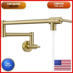 Fransiton Brushed Gold Pot Filler Pot Filler Faucet Wall Mount Brass Folding