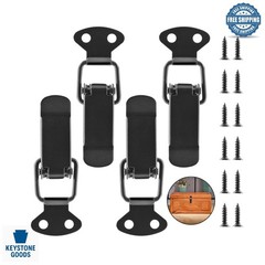 4Pcs Black Metal Toggle Latch Set with Screws for Wood & Storage Containers