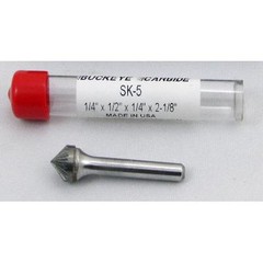 Carbide Burr (SK-5) 90° Included Angle – Single Cut – 1/4 x 1/2 x 1/4 x 2 1/8