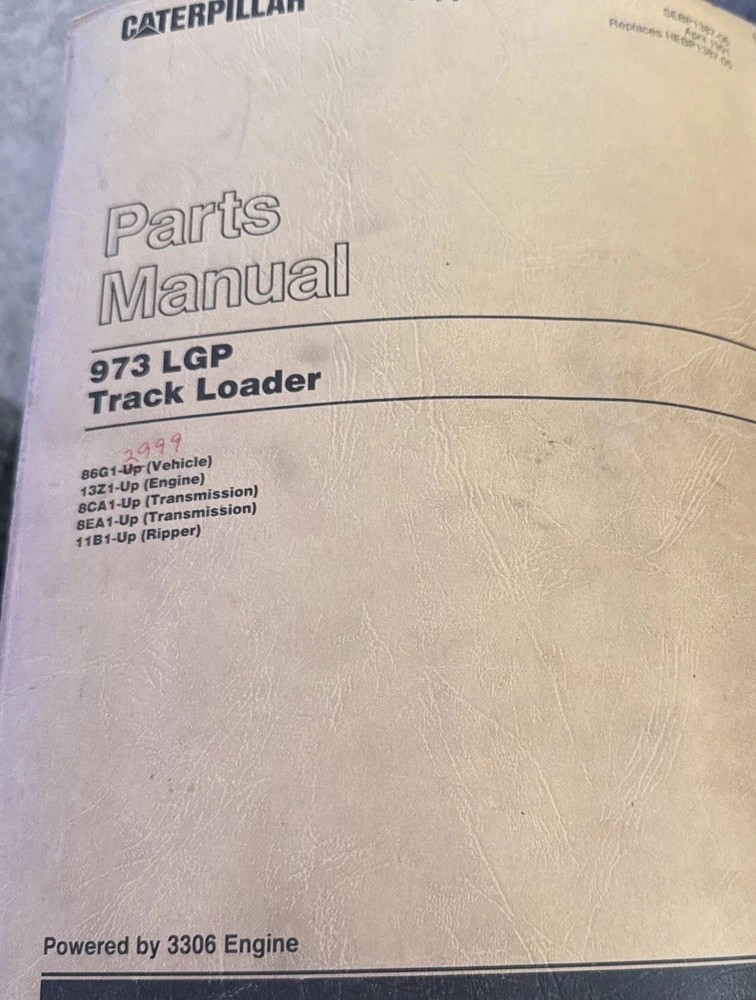 CAT Caterpillar 973 LGP Loader 86G1-2999 Parts Manual, 1991 OEM