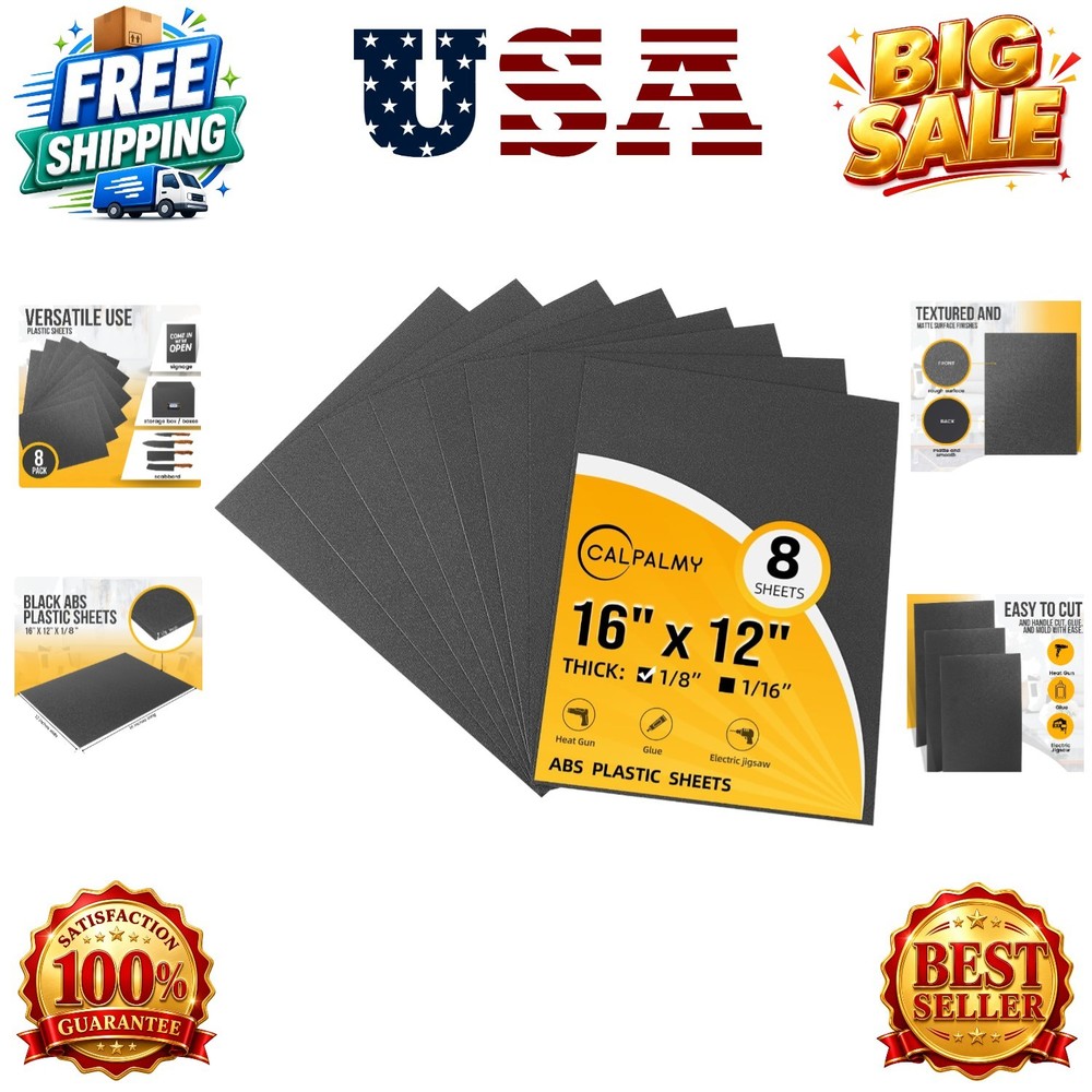 8-Pack ABS Plastic Sheets Black – Plastic Sheet – Textured Front and Matte Ba…