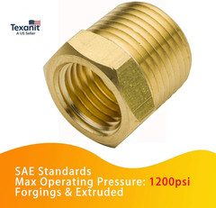 1/4″ NPT Male to 1/8″ NPT Female Brass Reducer Bushing Forged Hex Head Pipe Fitt
