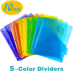 Plastic Binder Dividers with One Front Pocket and Tab Binder Divider for 3 Ring