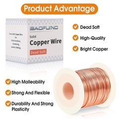 99.9% Soft Copper Wire, 20 Gauge/ 0.8 mm Diameter, 328 Feet / 100m, 1 Pound S…