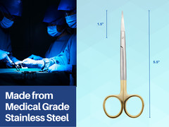 Scissors Surgical 5.5″ Curved Gold Plated Handle Tungsten Carbide ARTMAN