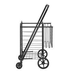 VEVOR Folding Shopping Cart Rolling Grocery Cart with Double Baskets 110 LBS