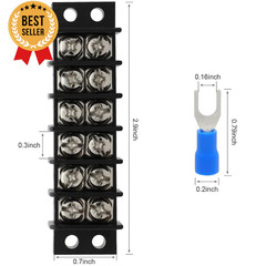 Terminal Block 2 Pack 6 Circuits 20-30A 200V-450V Dual Row Screw Terminals