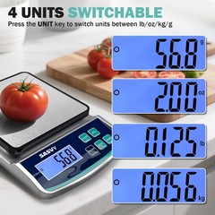 Digital Lab Scale 5000g x 0.1g oz/lb/g/kg Precision Electronic Scientific Sca…