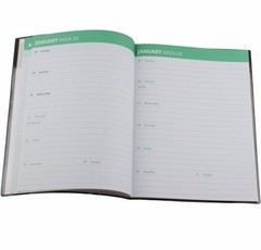 2026 Weekly Monthly Planner Notebook Agenda Vinyl Cover Black