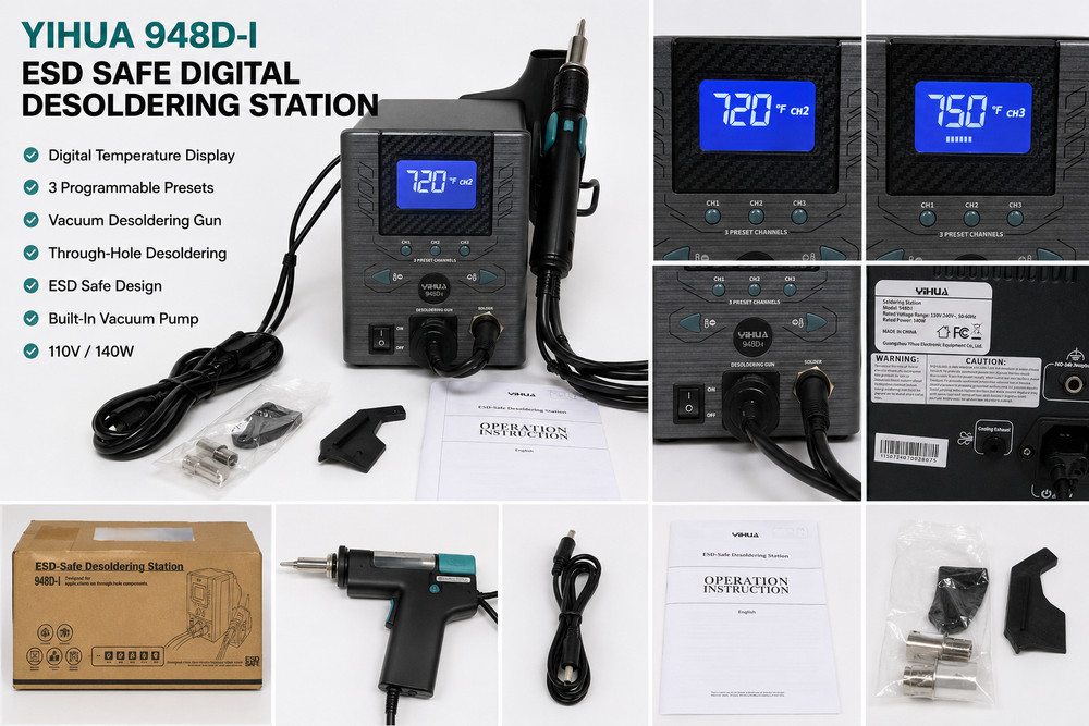 YIHUA 948D-I ESD Safe Digital Desoldering Station w/ Vacuum Gun adjustable temp