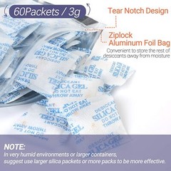 60 Packs 3g Grams Silica Gel Desiccant Packets Moisture Absorber Drying Bags