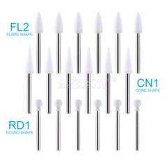 AZDENT Dental Flame/Cone/Round White Stone Polishing FG Burs Aluminum Oxide Bur