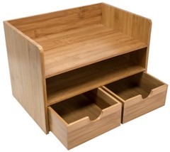 Sorbus 3-Tier Bamboo Shelf Organizer for Desk with Drawers