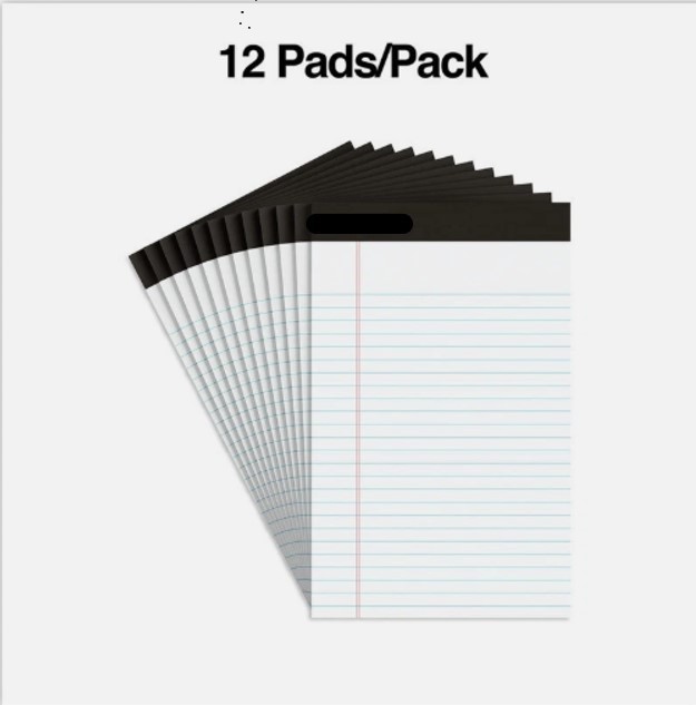 New White 5″ x 8″ Premium Narrow Ruled Writing Pads (12/Pack)