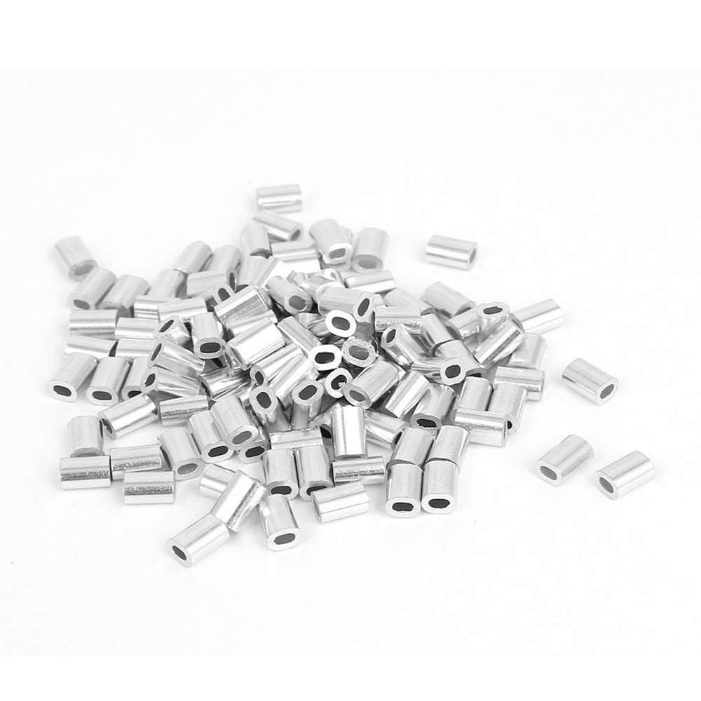 0.8mm 1/32-inch Wire Rope Aluminum Ferrules Sleeves Silver Tone 150