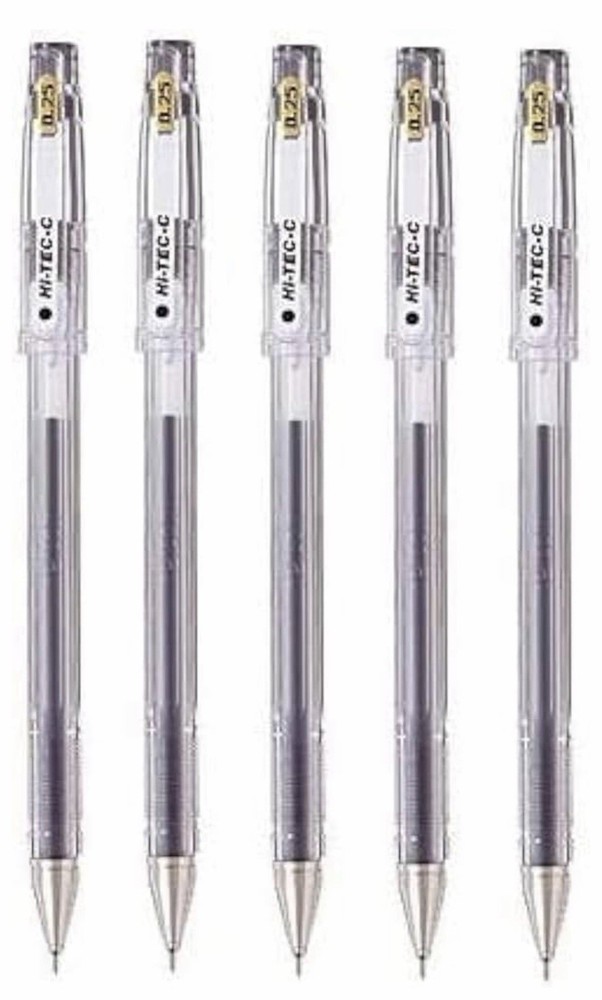Pilot Hi Tec C 025 Gel Ink Pen Set Of 5 Hyper Fine Point 0.25Mm Black Ink