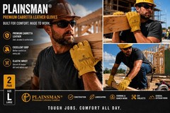 Plainsman Premium Cabretta Leather Gloves All-Purpose 2 Pairs , S, M, L, XL