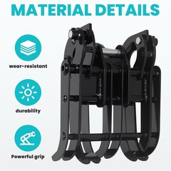 90mm/3.54in Mini Excavator Grabber Attachment Excavator Accessories Grab 1-2 Ton