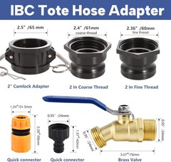 IBC Tote Hose Adapter 2″ Camlock to 3/4″ Garden Hose Male Fitting Pack