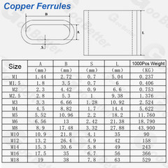 Copper / Stainless Steel Ferrules Crimping Sleeve Wire Rope Cable For Steel Wire