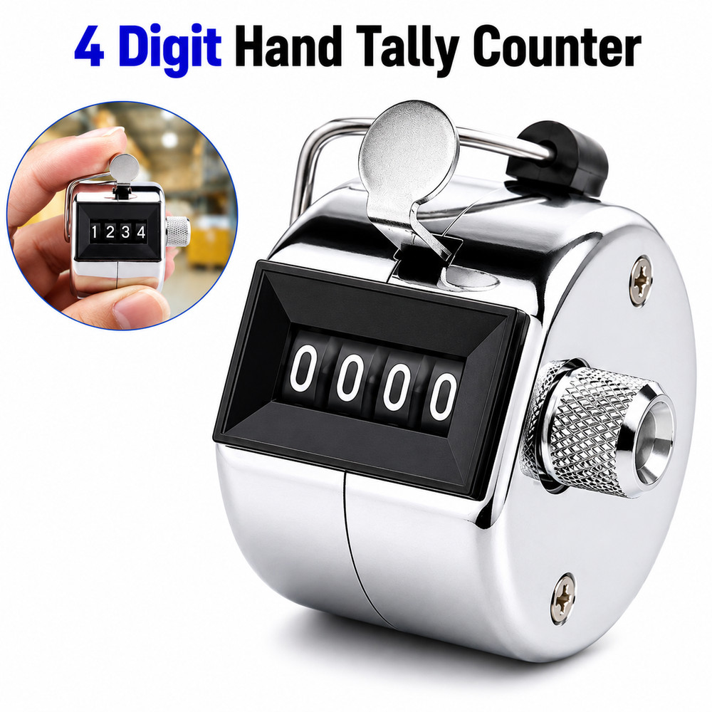 4 Digit Metal Hand Tally Counter Clicker Mechanical Number Count Pitch Counter 1