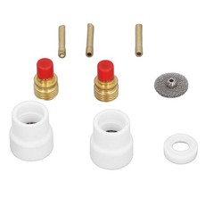12 Pcs Set TIG Gas Lens Kit Ceramic Nozzle Short Bevel Electrode Holder Mesh