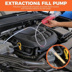 200cc Fluid Extractor Syringe Oil Pump, Fluid Evacuator with 23″ Flexible Hose,